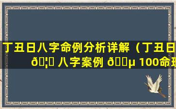 丁丑日八字命例分析详解（丁丑日 🦍 八字案例 🐵 100命理）